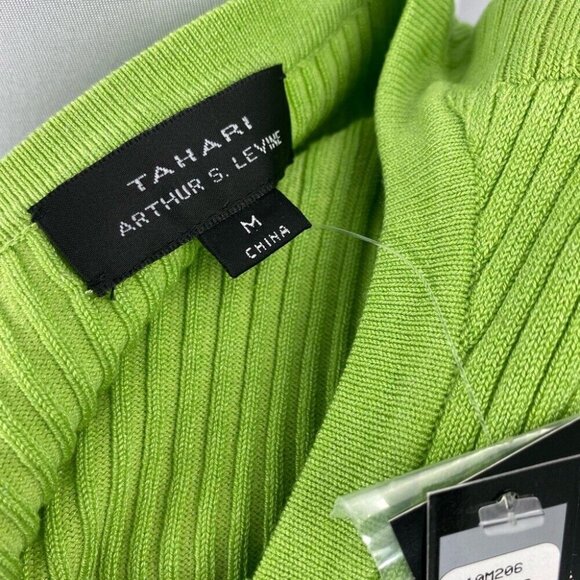 Tahari ASL‎ Women's NWT Bermuda Green Knit Boca Raton Ribbed Silk Cardigan M/C42 - Picture 9 of 9